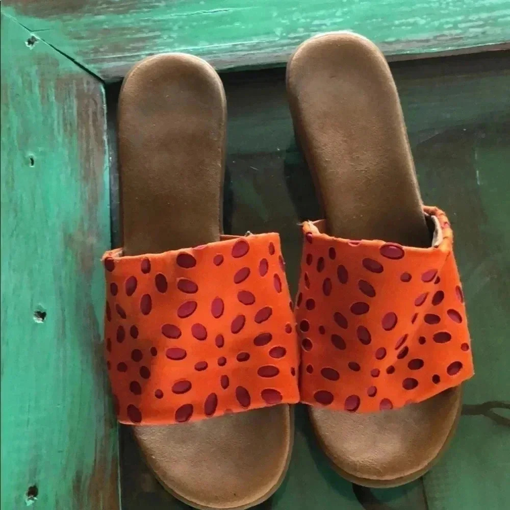 Sz8 Orange & Pink Aerosoles Sandals - Picture 4 of 7